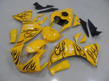 Amarelo Preto Chama Carenagem Moto R1 09-11