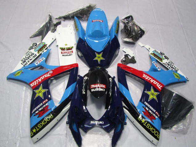 Azul Branco Rockstar Makita Carenagem Moto GSXR 600 K6 06-07
