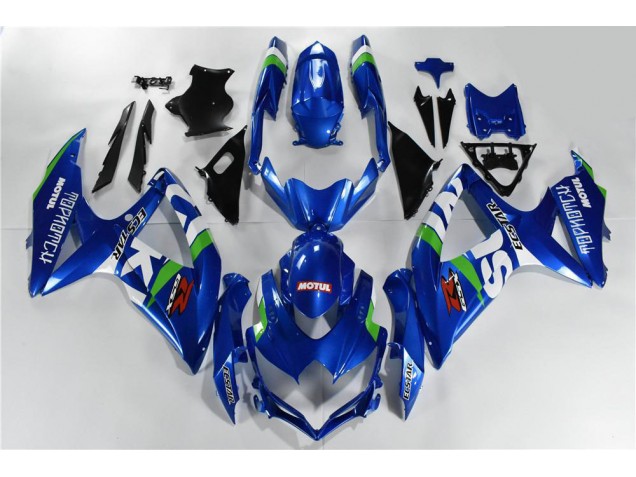 Azul Branco Verde Carenagem Moto GSXR 600 / 750 K8 08-10 Azul Branco Verde Carenagem Moto GSXR 600 / 750 K8 08-10