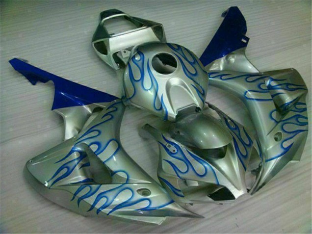 Azul Chama Prata Carenagem Moto CBR 1000RR 06-07 Azul Chama Prata Carenagem Moto CBR 1000RR 06-07