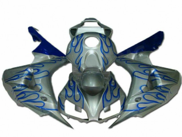 Azul Chama Prata Carenagem Moto CBR 1000RR 06-07 Azul Chama Prata Carenagem Moto CBR 1000RR 06-07