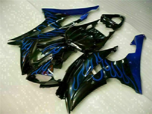 Azul Chama Preto Carenagem Moto R6 08-16 Azul Chama Preto Carenagem Moto R6 08-16