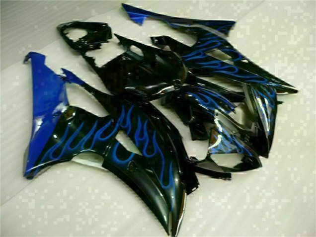 Azul Chama Preto Carenagem Moto R6 08-16 Azul Chama Preto Carenagem Moto R6 08-16
