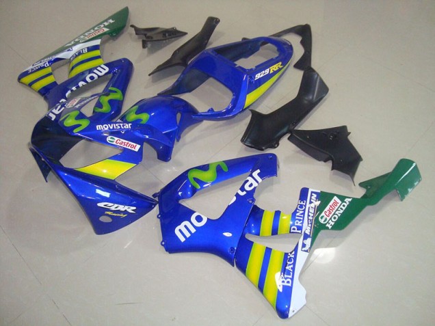 Azul Movistar Castrol Carenagem Moto CBR 900RR 929 00-01 Azul Movistar Castrol Carenagem Moto CBR 900RR 929 00-01