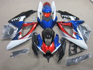 Azul Vermelho Branco Carenagem Moto GSXR 600 K8 08-10