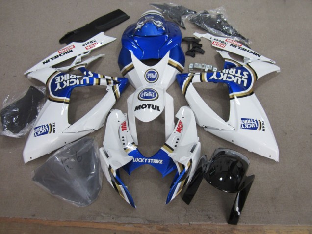 Branco Azul Lucky Strike Motul Carenagem Moto GSXR 600 K6 06-07