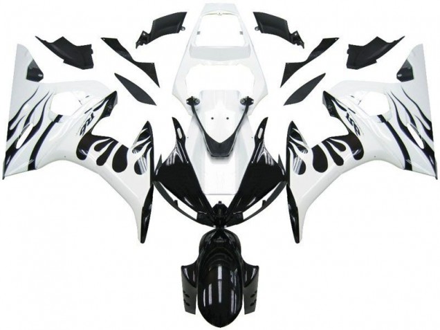 Branco Chama Preto Carenagem Moto R6 03-05 Branco Chama Preto Carenagem Moto R6 03-05