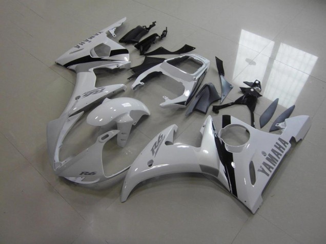 Branco & Cinzento Decalques Carenagem Moto R6 03-05