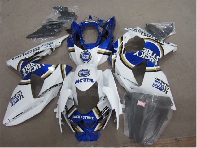 Branco Lucky Strike Azul Motul Carenagem Moto GSXR 1000 K9 09-16