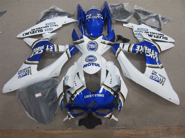 Branco Lucky Strike Azul Motul Carenagem Moto GSXR 600 K8 08-10
