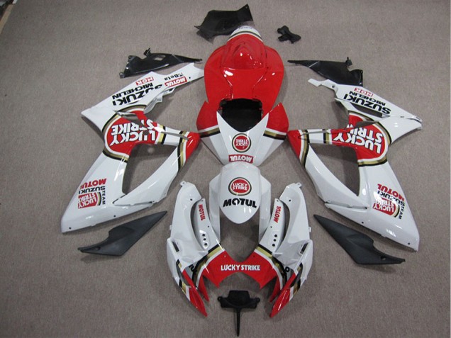Branco Lucky Strike Vermelho Motul Abs Kit Completos Carenagem Moto GSXR 1000 K5 05-06 Branco Lucky Strike Vermelho Motul Abs Kit Completos Carenagem Moto GSXR 1000 K5 05-06
