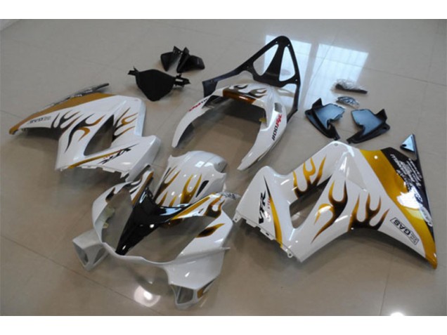 Branco Ouro Chama Carenagem Moto VFR 800 02-13