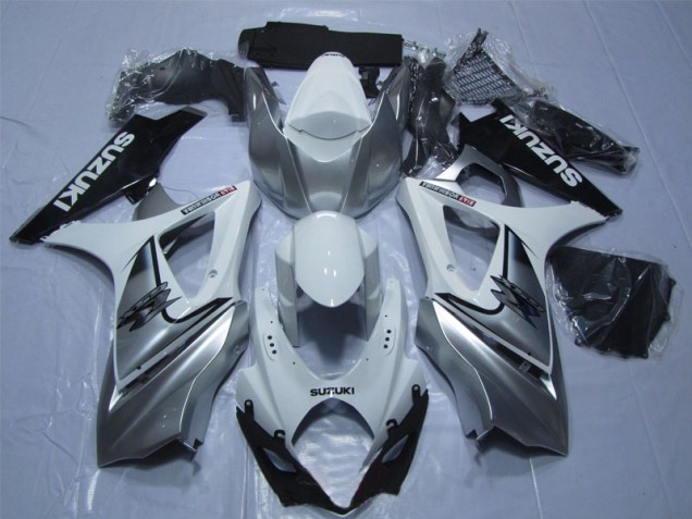 Branco Prata Preto Carenagem Moto GSXR 1000 K7 07-08 Branco Prata Preto Carenagem Moto GSXR 1000 K7 07-08