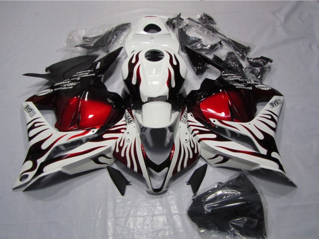 Branco Preto Vermelho Chama Carenagem Moto CBR 600RR 09-12