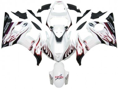 Branco Preto Vermelho Chama Carenagem Moto R6 03-05