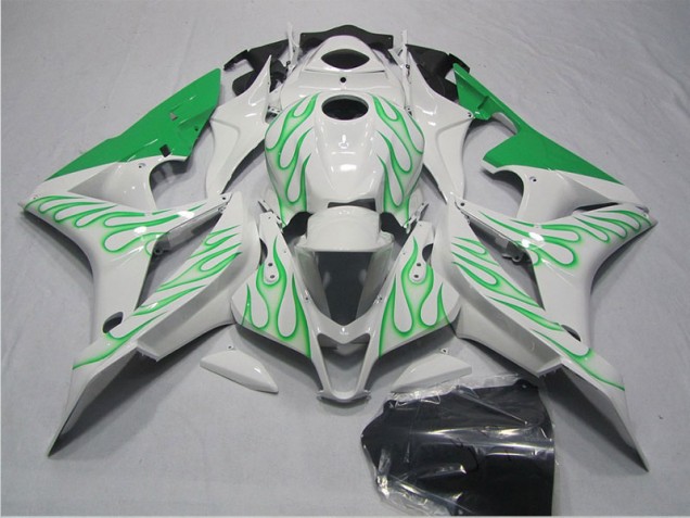 Branco Verde Chama Carenagem Moto CBR 600RR 07-08 Branco Verde Chama Carenagem Moto CBR 600RR 07-08
