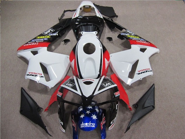 Branco Vermelho Azul Lee Carenagem Moto CBR 600RR 05-06 Branco Vermelho Azul Lee Carenagem Moto CBR 600RR 05-06