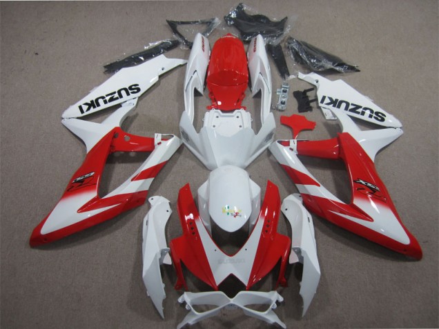 Branco Vermelho Carenagem Moto GSXR 600 K8 08-10 Branco Vermelho Carenagem Moto GSXR 600 K8 08-10