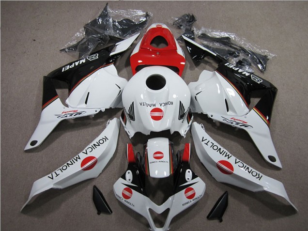 Branco Vermelho Konica Minolta Carenagem Moto CBR 600RR 09-12 Branco Vermelho Konica Minolta Carenagem Moto CBR 600RR 09-12