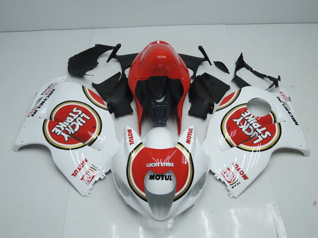 Branco Vermelho Lucky Strike Motul Carenagem Moto GSXR 1300 Hayabusa 96-07 Branco Vermelho Lucky Strike Motul Carenagem Moto GSXR 1300 Hayabusa 96-07