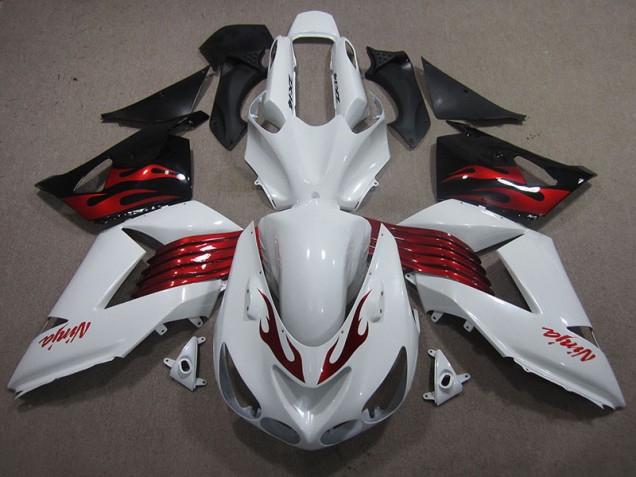 Branco Vermelho Ninja Carenagem Moto ZX14R ZZR 1400 06-11