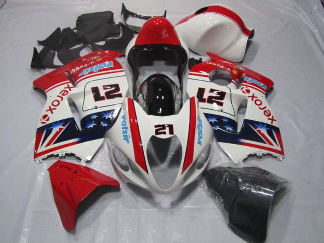 Branco Vermelho Xerox 21 Carenagem Moto GSXR 1300 Hayabusa 96-07 Branco Vermelho Xerox 21 Carenagem Moto GSXR 1300 Hayabusa 96-07