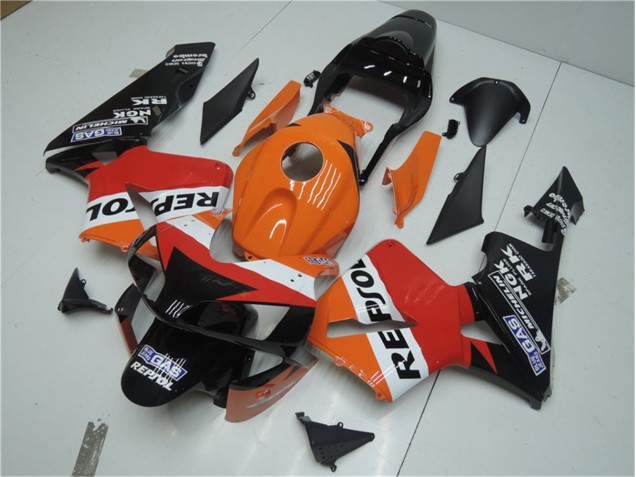Laranja Vermelho Preto Repsol Carenagem Moto CBR 600RR 03-04