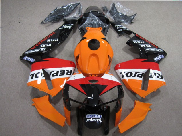Laranja Vermelho Preto Repsol Carenagem Moto CBR 600RR 05-06