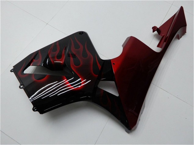 Kits Carenagem Moto Honda CBR600RR 2005-2006 - Preto Brilhante Vermelho Chama