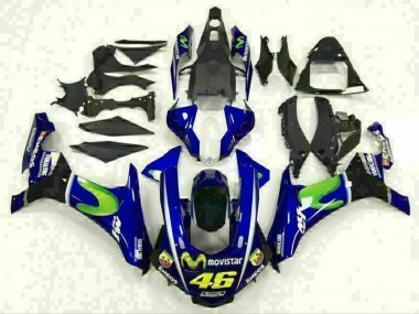 Carenagens Moto Yamaha YZF R1 2015-2019 - Azul Prata Preto Verde MoviStar