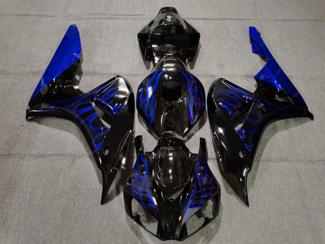 Carenagem Moto Honda CBR1000RR 2006-2007 - Preto Brilhante Azul Chama
