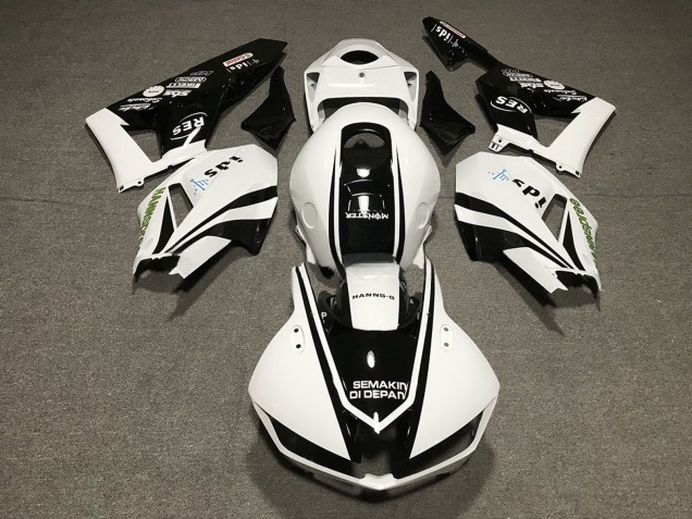Carenagens Moto Honda CBR600RR 2013-2023 - Branco Preto Brilhante