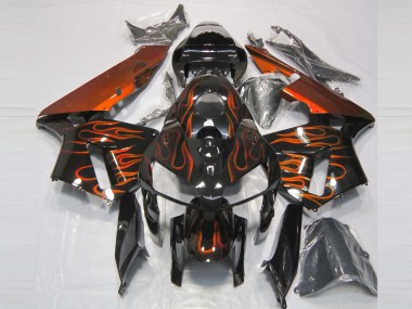Carenagens Moto Honda CBR600RR 2005-2006 - Preto Brilhante Laranja Chama