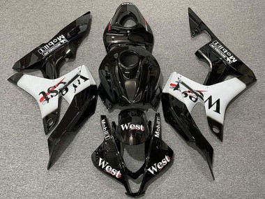 Carenagens Moto Honda CBR600RR 2007-2008 - Preto Brilhante Branco West Estilo