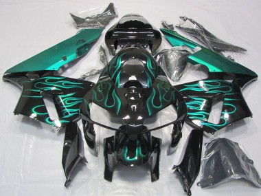 Carenagens Moto Honda CBR600RR 2005-2006 - Preto Brilhante Teal Chama