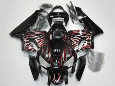 Carenagens Moto Honda CBR600RR 2005-2006 - Preto Brilhante Prata Vermelho Chama