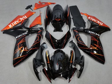Carenagens Moto Suzuki GSXR 600 / GSXR 750 2006-2007 - Preto Brilhante Laranja Bacardi