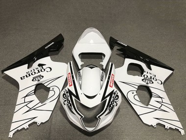 Carenagens Moto Suzuki GSXR 600 / GSXR 750 2004-2005 - Branco Preto Brilhante Corona Motul Estilo