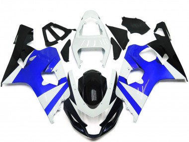 Kits Carenagem Moto Suzuki GSXR 600 / GSXR 750 2004-2005 - Branco Azul Preto Brilhante