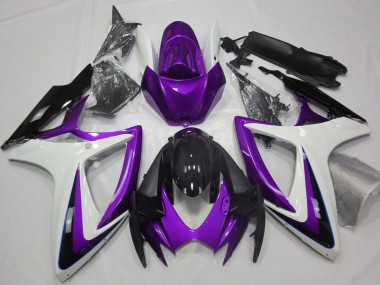 Carenagens Moto Suzuki GSXR 600 / GSXR 750 2006-2007 - Roxo Branco Preto Brilhante
