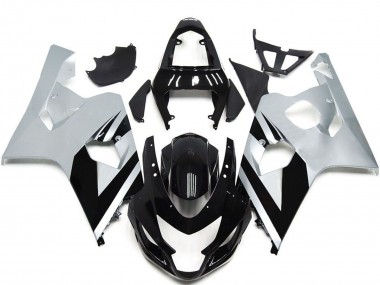 Carenagens Moto Suzuki GSXR 600 / GSXR 750 2004-2005 - Branco Preto Brilhante OEM Estilo