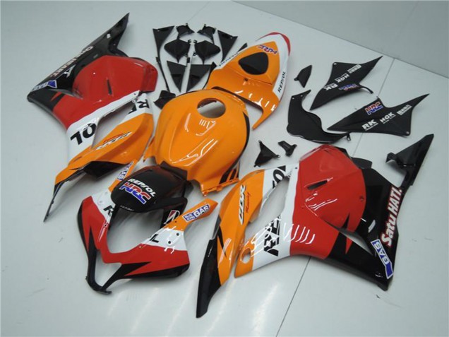 Kit Carenagem Moto Completa Honda CBR600RR 2009-2012 - Laranja Branco Vermelho Preto Brilhante Repsol