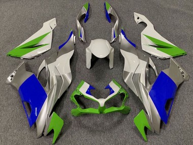 Carenagens Moto Kawasaki ZX6R 2019-2022 - Branco Prata Verde Azul