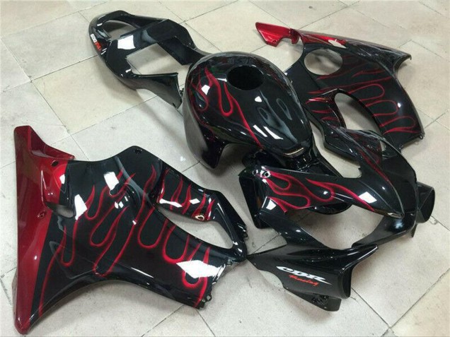 Carenagem Moto Honda CBR600 F4i 2001-2003 - Preto Brilhante Vermelho Chama