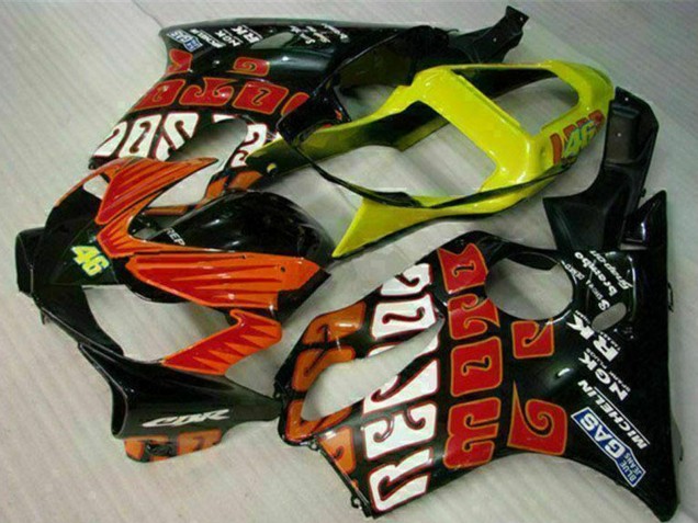 Carenagens Moto Honda CBR600 F4i 2001-2003 - Amarelo Laranja Preto Brilhante Rossi 46