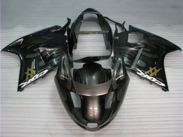 Carenagens Moto Honda CBR1100XX Blackbird 1996-2007 - Preto Brilhante Prata Chama