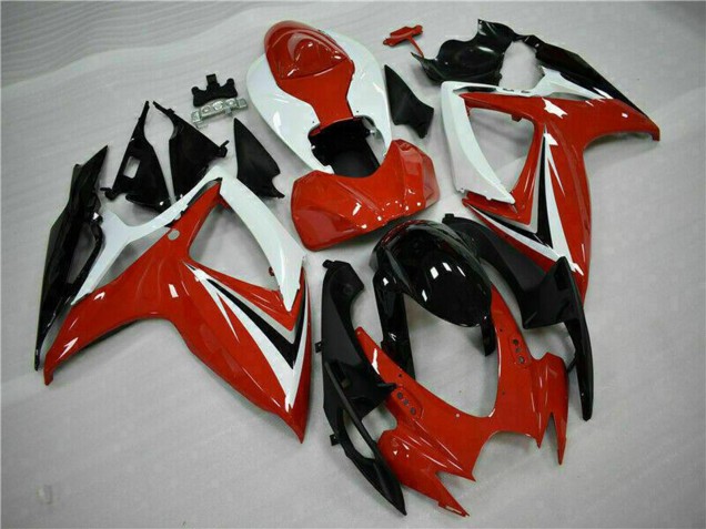 Carenagens Moto Suzuki GSXR 600/750 2006-2007 - Branco Vermelho Preto Brilhante Listra