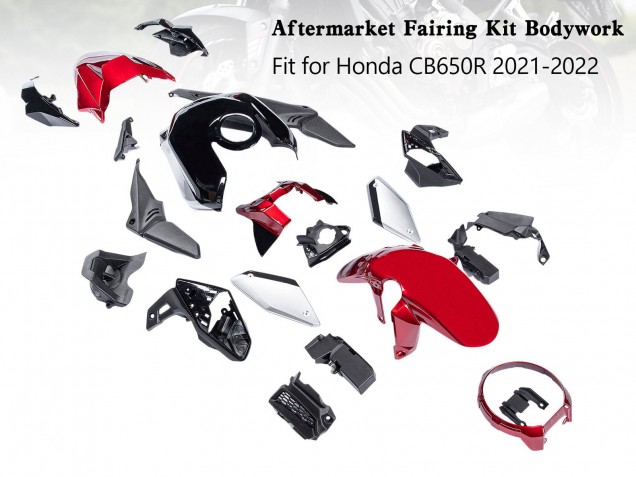 Carenagens Moto Honda CB650R 2019-2022 - Preto Vermelho Prata