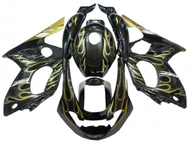 Carenagens Moto Yamaha YZF600R Thundercat 1996-2007 - Preto Ouro Chama