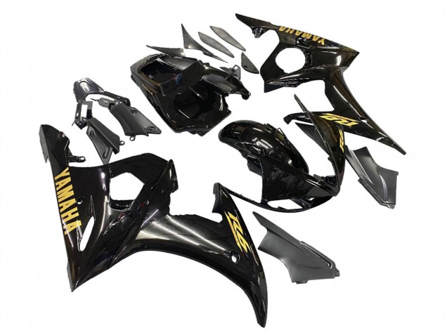 Carenagens Moto Yamaha YZF R6S 2006-2009 - Preto Brilhante Ouro Decalques